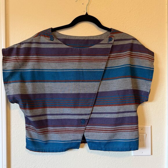 Vintage 70's Seneca New York Striped Two-Piece Set With Button Top & Pants Sz M - Picture 2 of 10